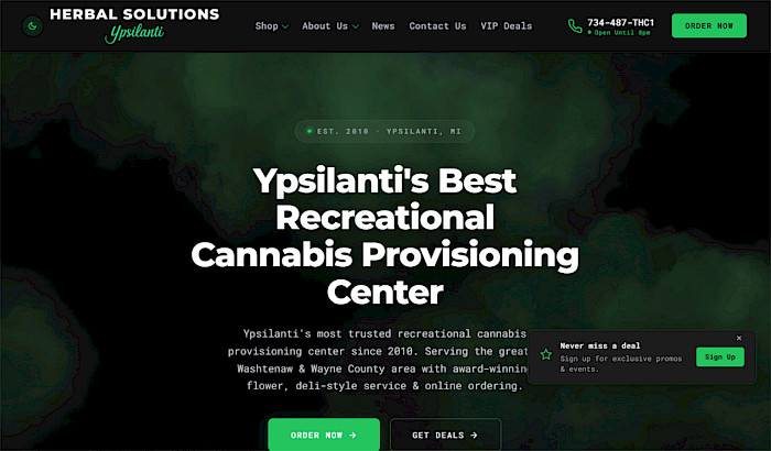 Herbal Solutions - Cannabis Dispensary Website desktop screenshot