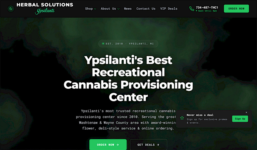 Herbal Solutions - Cannabis Dispensary Website desktop screenshot