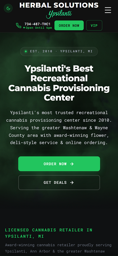 Herbal Solutions - Cannabis Dispensary Website mobile screenshot