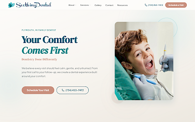 Soothing Dental - Dental Practice Website desktop screenshot