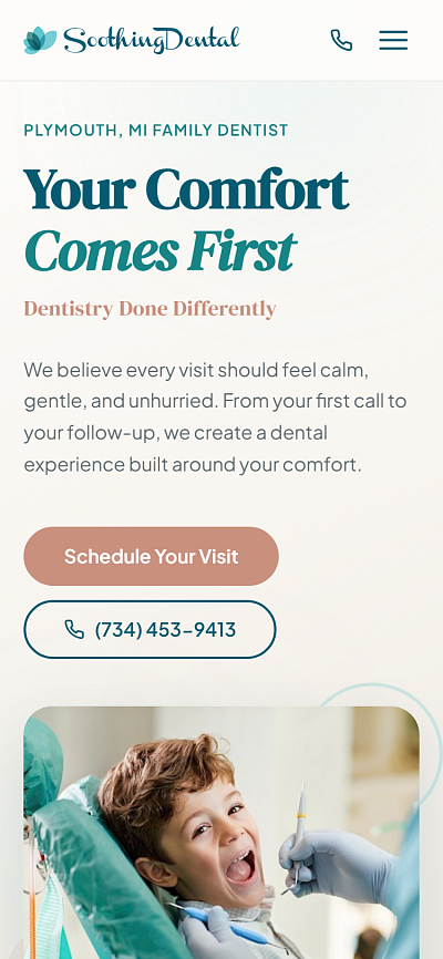Soothing Dental - Dental Practice Website mobile screenshot