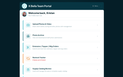 K Bella Team Portal - Staff Management App desktop screenshot