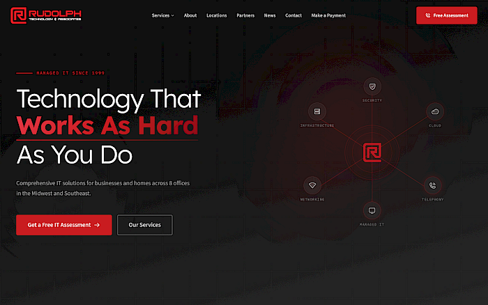 Rudolph Technology - Managed IT Services Website desktop screenshot